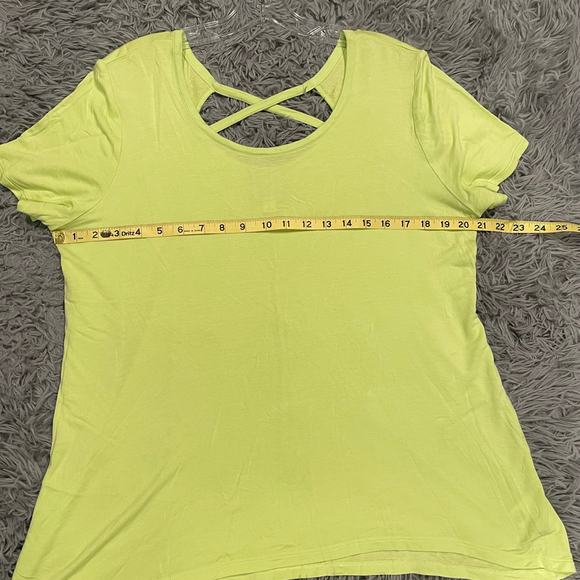 Sunday Knit Top Women's Large Short Sleeve Lime Green Crew Neck - Picture 6 of 8